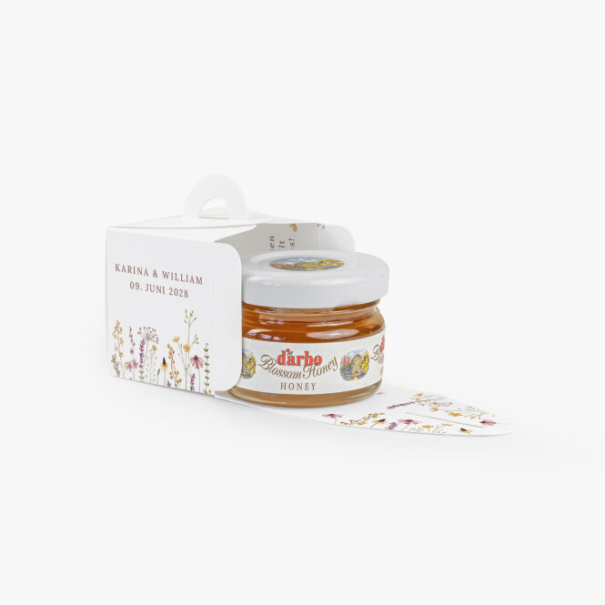 Gastgeschenk Mini Henkelbox "Wildromantische Blüten" optional mit Füllung