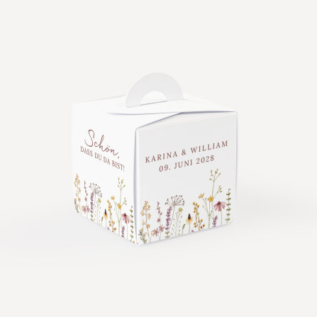 Gastgeschenk Mini Henkelbox "Wildromantische Blüten" optional mit Füllung