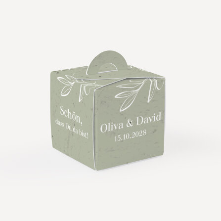 Gastgeschenk Mini Henkelbox "Natural Olive" optional mit Füllung