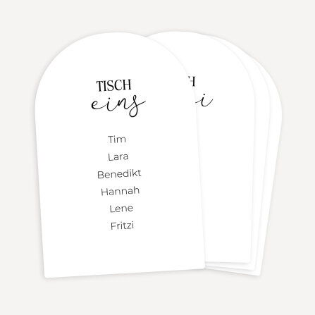 Sitzplan + Tischplan Hochzeit Bogenkarte "Clarity"