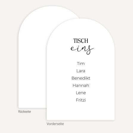 Sitzplan + Tischplan Hochzeit Bogenkarte "Clarity"