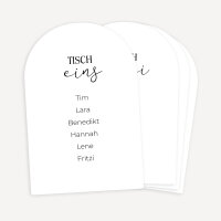Sitzplan + Tischplan Hochzeit Bogenkarte "Clarity"