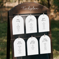 Sitzplan + Tischplan Hochzeit Bogenkarte "Clarity"