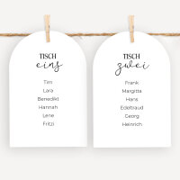 Sitzplan + Tischplan Hochzeit Bogenkarte "Clarity"