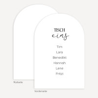 Sitzplan + Tischplan Hochzeit Bogenkarte "Clarity"