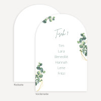 Sitzplan + Tischplan Hochzeit Bogenkarte "Eukalyptus Geometrie"