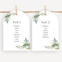 Sitzplan + Tischplan Hochzeit Bogenkarte "Green Magic"