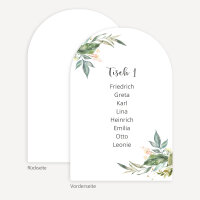 Sitzplan + Tischplan Hochzeit Bogenkarte "Green Magic"