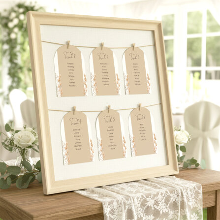 Sitzplan + Tischplan Hochzeit Bogenkarte...