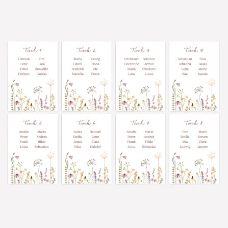 Flaschenetikett Hochzeit Tischplan "Wildromantische...