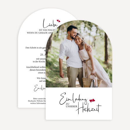 Hochzeitseinladung Bogenkarte "Kalligrafie"