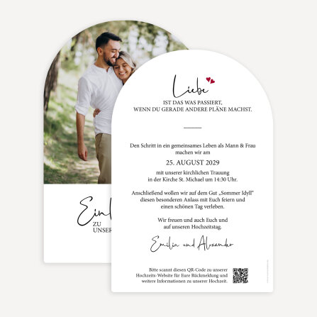 Hochzeitseinladung Bogenkarte "Kalligrafie"