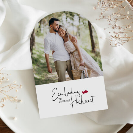 Hochzeitseinladung Bogenkarte "Kalligrafie"