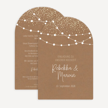 Hochzeitseinladung Bogenkarte "Party Lights"