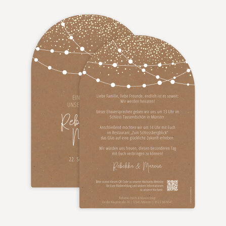 Hochzeitseinladung Bogenkarte "Party Lights"