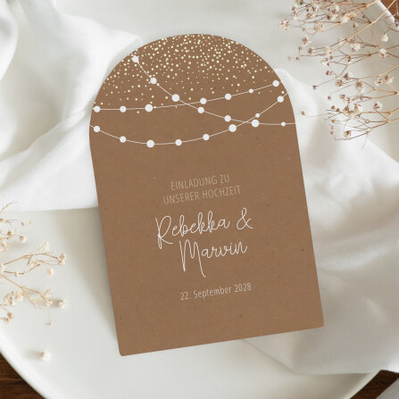 Hochzeitseinladung Bogenkarte "Party Lights"