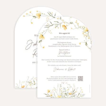Hochzeitseinladung Bogenkarte "Blütentraum...