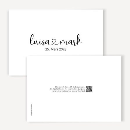 Hochzeitseinladung Klappkarte quer "One-Line Romance"