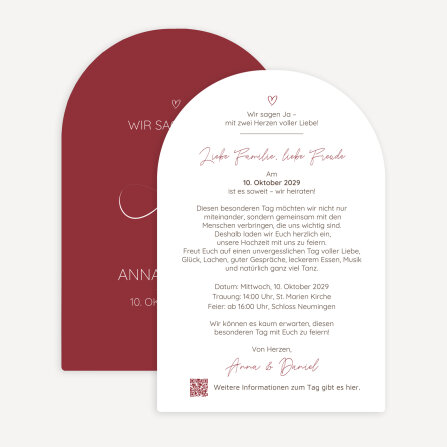 Hochzeitseinladung Bogenkarte "Unendliche Liebe"