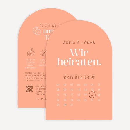 Hochzeitseinladung Bogenkarte "Kalenderblatt"