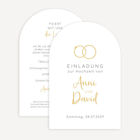 Hochzeitseinladung Bogenkarte "Ringe"