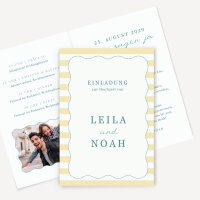 Hochzeitseinladung Klappkarte hoch "Waves & Stripes"