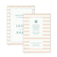 Hochzeitseinladung Klappkarte hoch "Waves & Stripes"