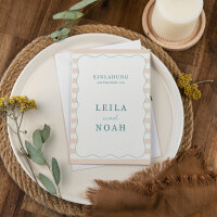 Hochzeitseinladung Klappkarte hoch "Waves & Stripes"