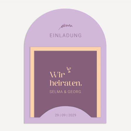 Hochzeitseinladung halbrund "Color Trio"