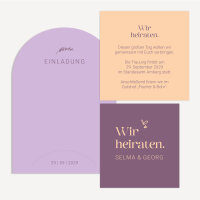 Hochzeitseinladung halbrund "Color Trio"