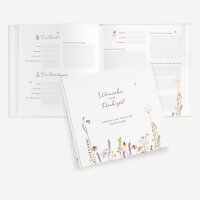 Personalisiertes Gästebuch Hochzeit mit Fragen "Wildromantische Blüten"