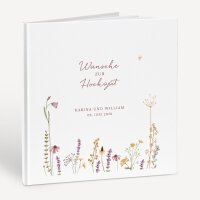 Personalisiertes Gästebuch Hochzeit mit Fragen "Wildromantische Blüten"