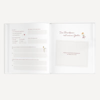 Personalisiertes Gästebuch Hochzeit mit Fragen "Wildromantische Blüten"
