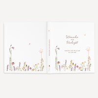 Personalisiertes Gästebuch Hochzeit mit Fragen "Wildromantische Blüten"