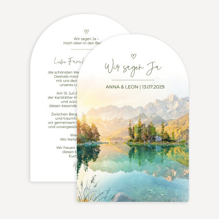 Hochzeitseinladung Bogenkarte "Alpen"