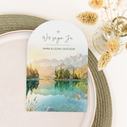 Hochzeitseinladung Bogenkarte "Alpen"