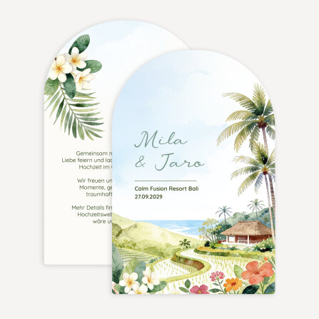 Hochzeitseinladung Bogenkarte "Bali"