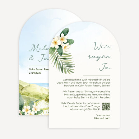 Hochzeitseinladung Bogenkarte "Bali"