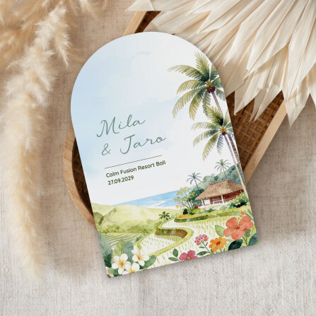 Hochzeitseinladung Bogenkarte "Bali"
