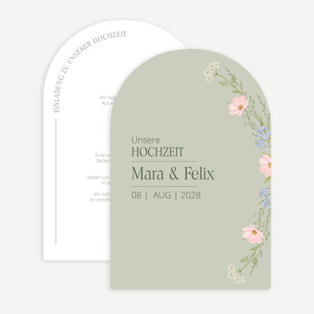 Hochzeitseinladung Bogenkarte "Flora"