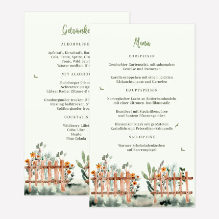 Menükarte Hochzeit "Gartenhochzeit"