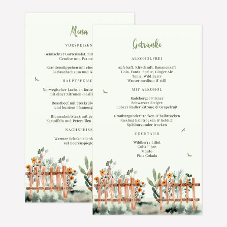 Menükarte Hochzeit "Gartenhochzeit"