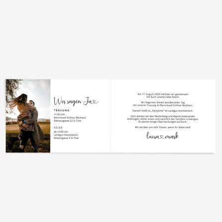 Hochzeitseinladung Klappkarte quer "Weltkarte"