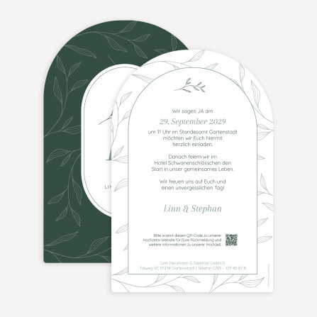 Hochzeitseinladung Bogenkarte "Leaves &...