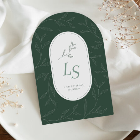 Hochzeitseinladung Bogenkarte "Leaves & Letters"
