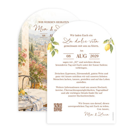 Hochzeitseinladung Bogenkarte "Italien"