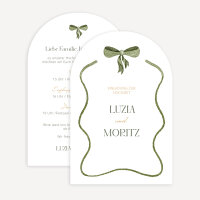 Hochzeitseinladung Bogenkarte "Schleife Olive"
