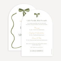 Hochzeitseinladung Bogenkarte "Schleife Olive"