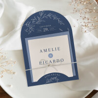 Hochzeitseinladung halbrund "Blätterliebe"