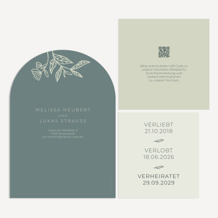 Hochzeitseinladung halbrund "Blumenliebe"
